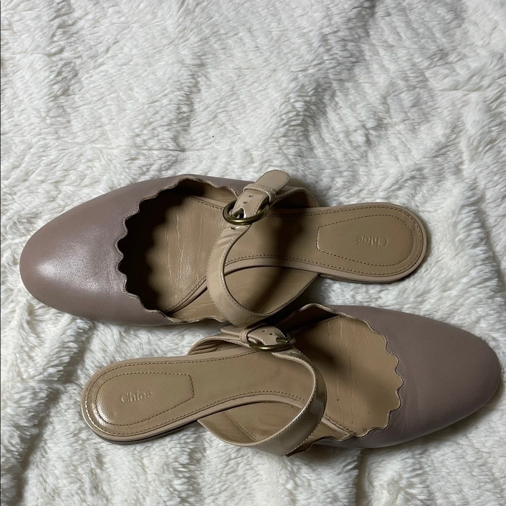 Chloé Lauren Scalloped Leather Mary Jane Mules - Picture 3 of 8